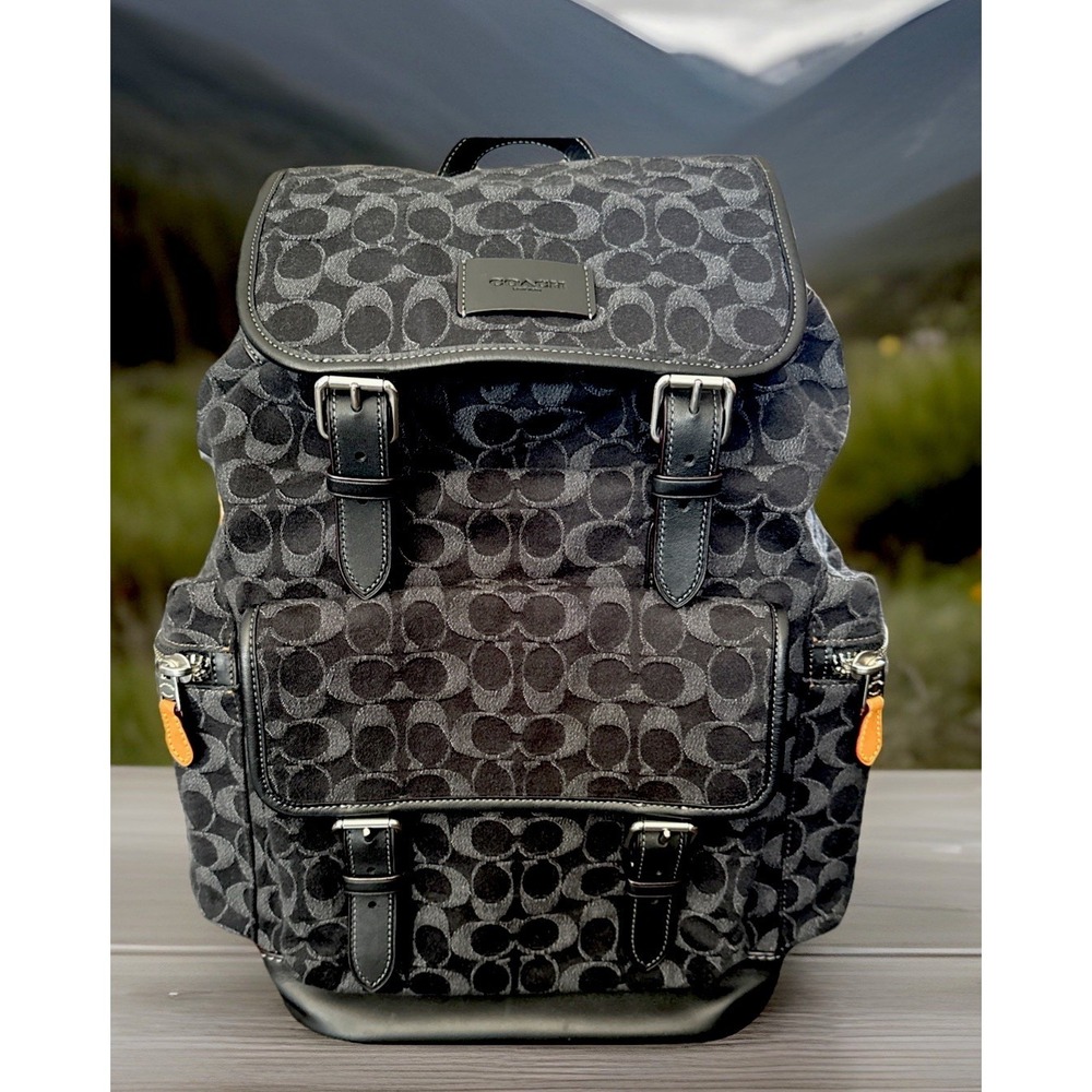 Coach Sprint Backpack In Signature Denim & Leather Silver Black CO933 Laptop Bag